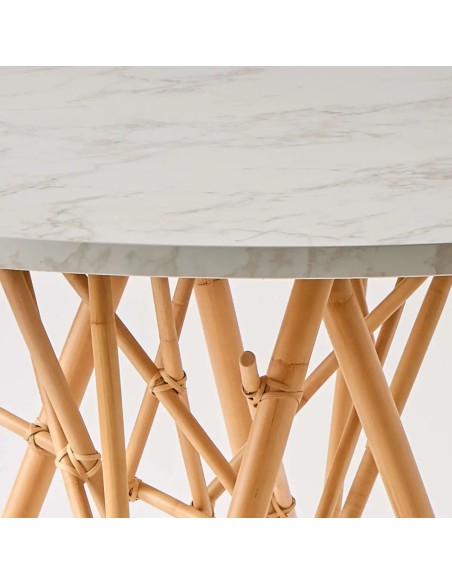 Zoom white marble-effect top Mikado round dining table