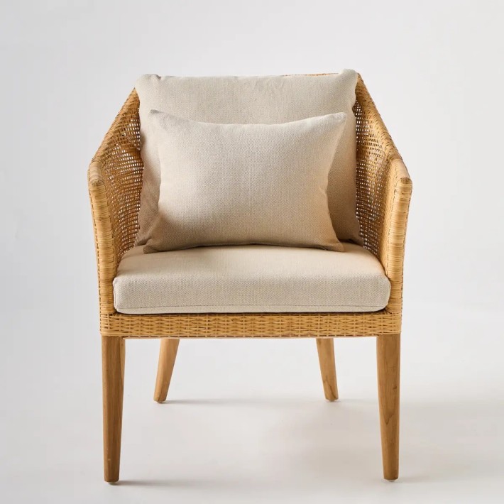 Front view Saigon rattan and cane armchair