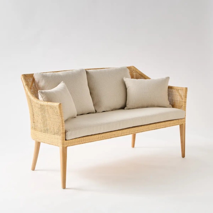 Fauteuil en rotin et pieds teck Saïgon