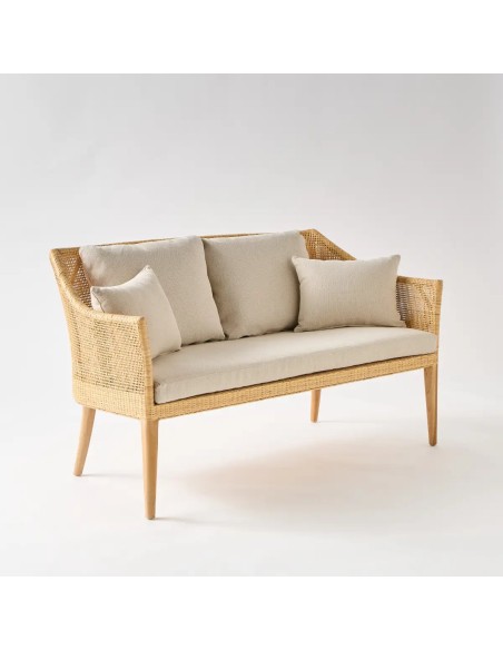 Fauteuil en rotin et pieds teck Saïgon