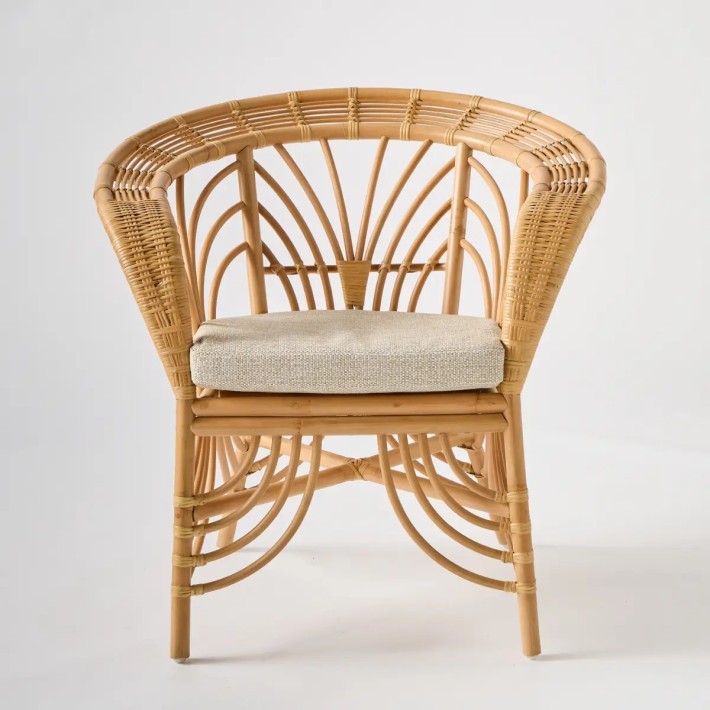 Front view of the Shanghai rattan armchair