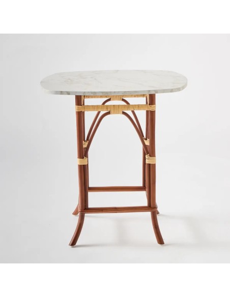 Front view Bagatelle table/meridian with white marble-effect top