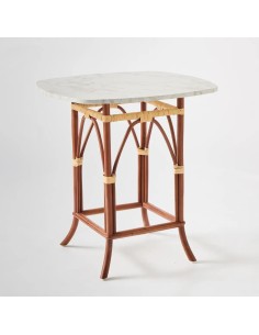 Bagatelle pedestal table with white marble-effect laminate top