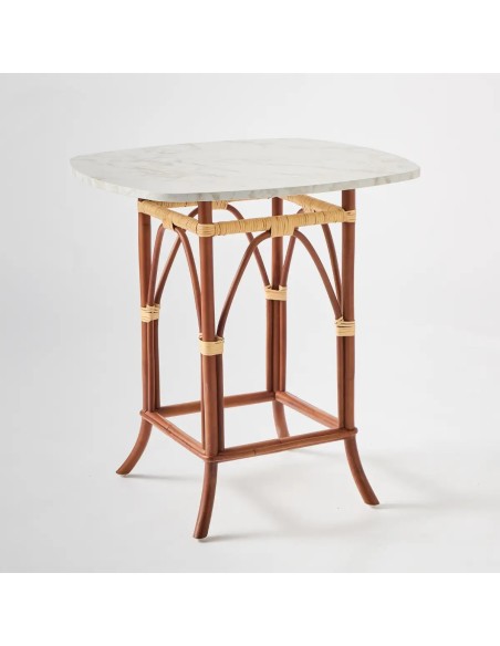 Bagatelle pedestal table with white marble-effect laminate top
