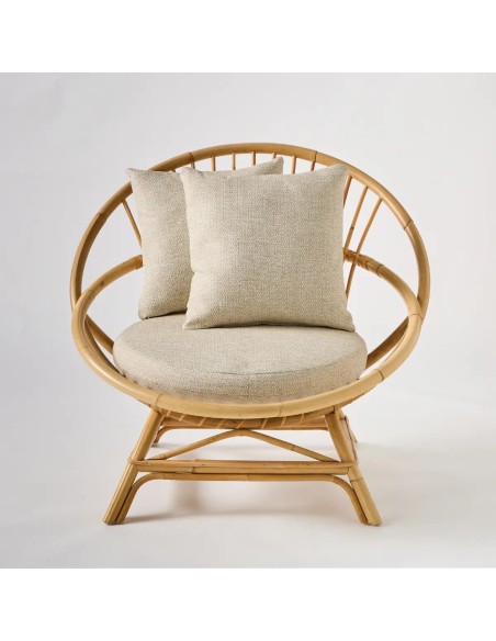 Front view MIAMI natural rattan armchair