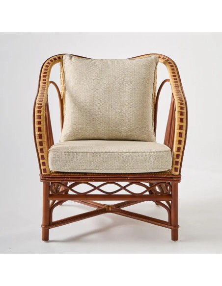 Front view one-seater Bagatelle wicker armchair