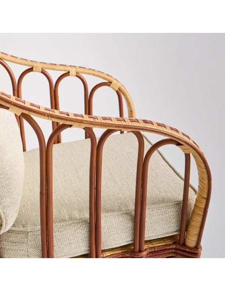 Detail of armrest in woven natural rattan Bagatelle collection by KOK MAISON