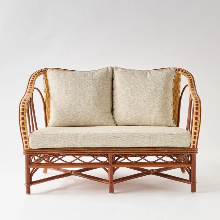 Front view Bagatelle 2-seater natural rattan sofa