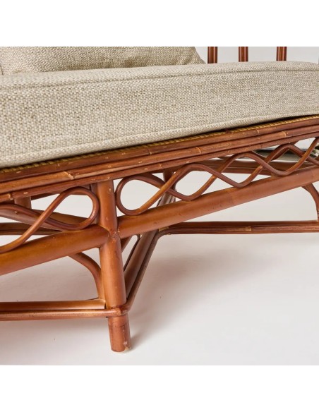 Zoom in on the front structure of the Bagatelle two-seater woven rattan sofa