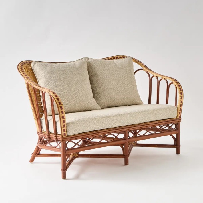 Canapé 2 places en rotin naturel Bagatelle avec coussin