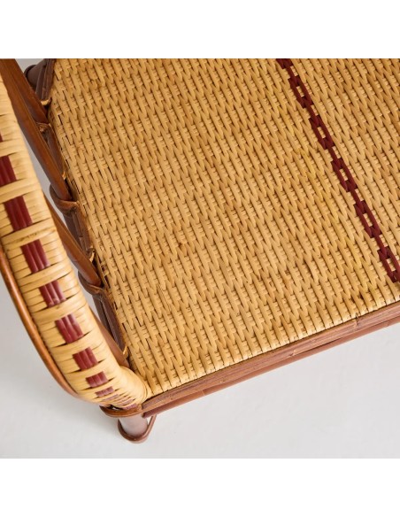 Zoom braided seat and armrest top view 2 seater rattan sofa Bagatelle