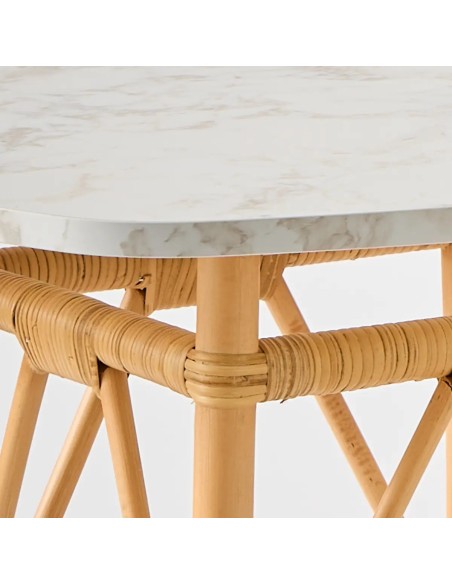 Detail of materials Eugénie natural rattan table