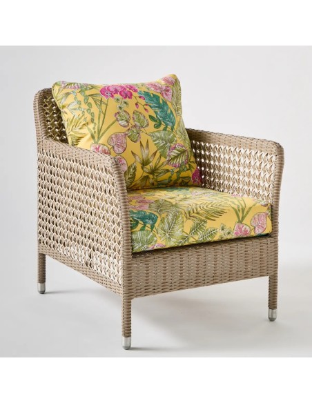 ANTIBES RECIF armchair bouquet yellow fabric