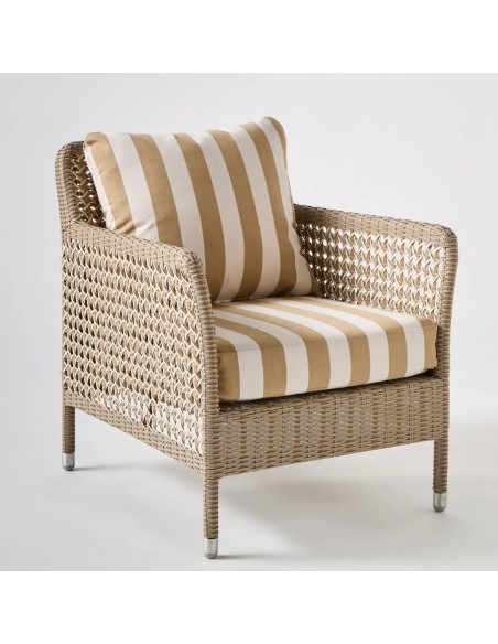 Fauteuil ANTIBES RECIF tissu rayures beiges