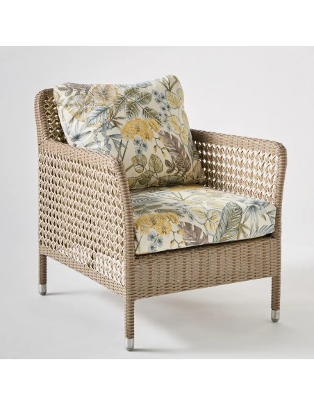Fauteuil ANTIBES RECIF tissu bouquet écru