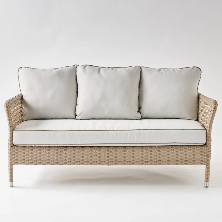 Front view 2-seater sofa ANTBES RECIF pearl grey fabric