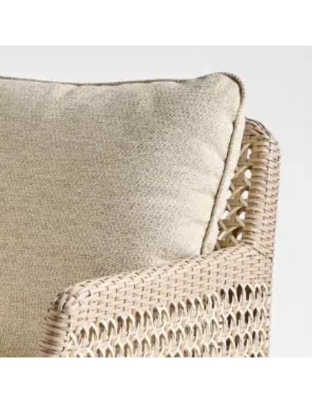 Détail coussin tissu chenille gris canapé 2 places ANTIBES RECIF