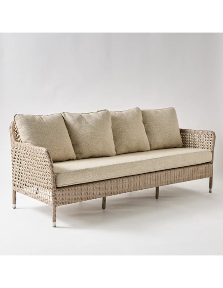 3-seater outdoor sofa ANTIBES RECIF grey chenille fabric