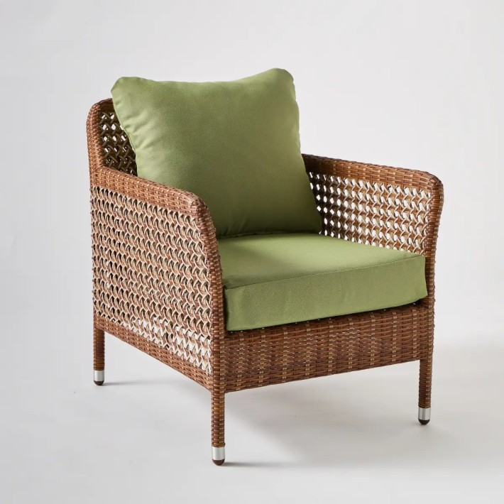 Fauteuil en résine ANTIBES LATERITE tissu vert
