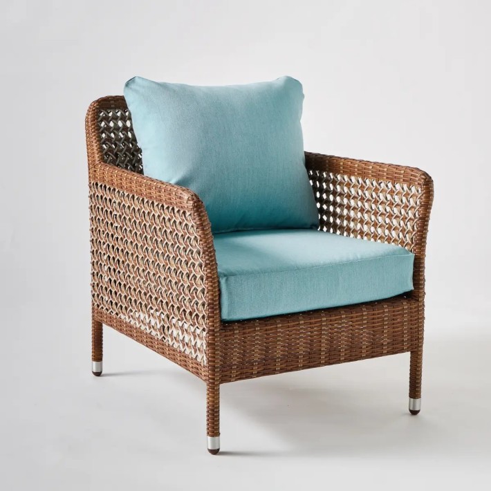 Resin armchair ANTIBES LATERITE aqua fabric