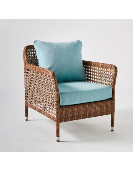 Resin armchair ANTIBES LATERITE aqua fabric