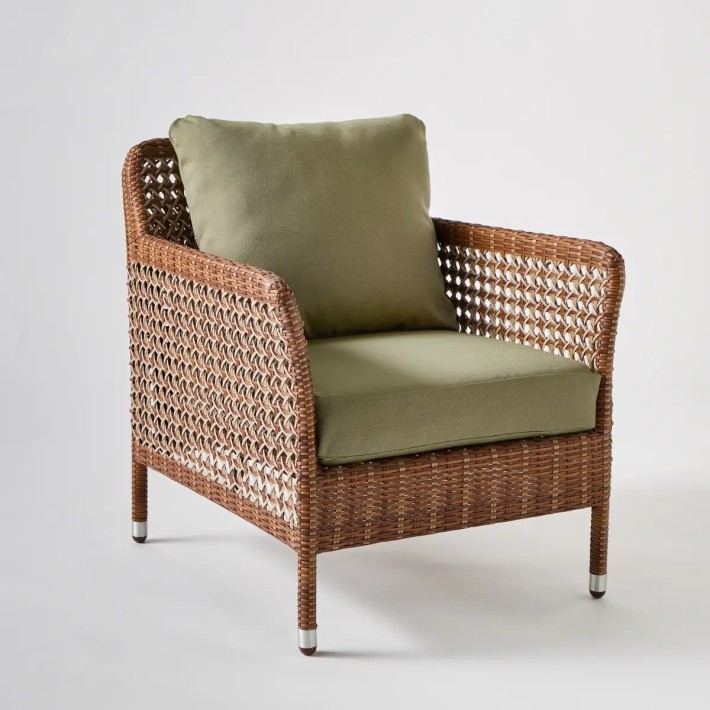 ANTIBES LATERITE resin armchair in seaweed fabric