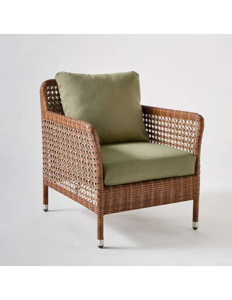Fauteuil en résine ANTIBES LATERITE tissu algue