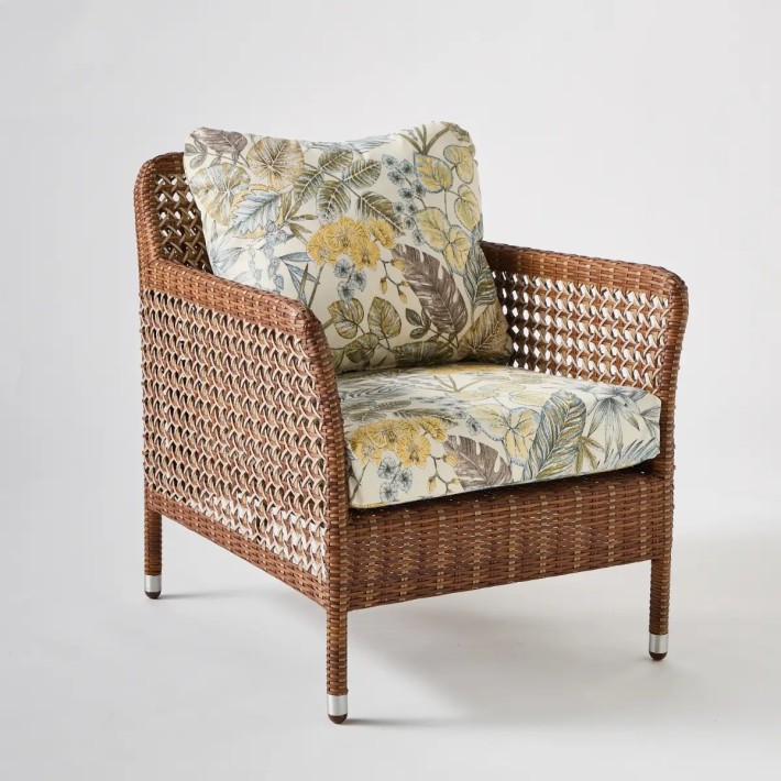 ANTIBES LATERITE resin armchair in ecru bouquet fabric