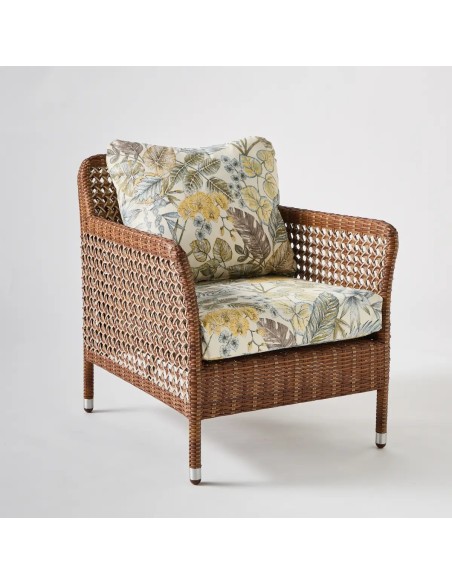 ANTIBES LATERITE resin armchair in ecru bouquet fabric