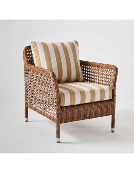 Resin armchair ANTIBES LATERITE fabric beige stripes