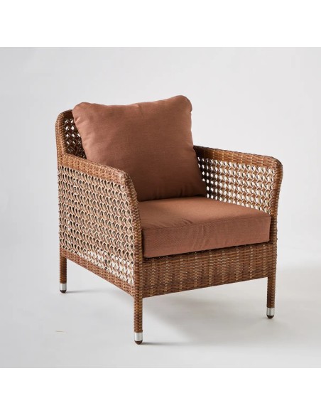ANTIBES LATERITE resin armchair with terracotta fabric