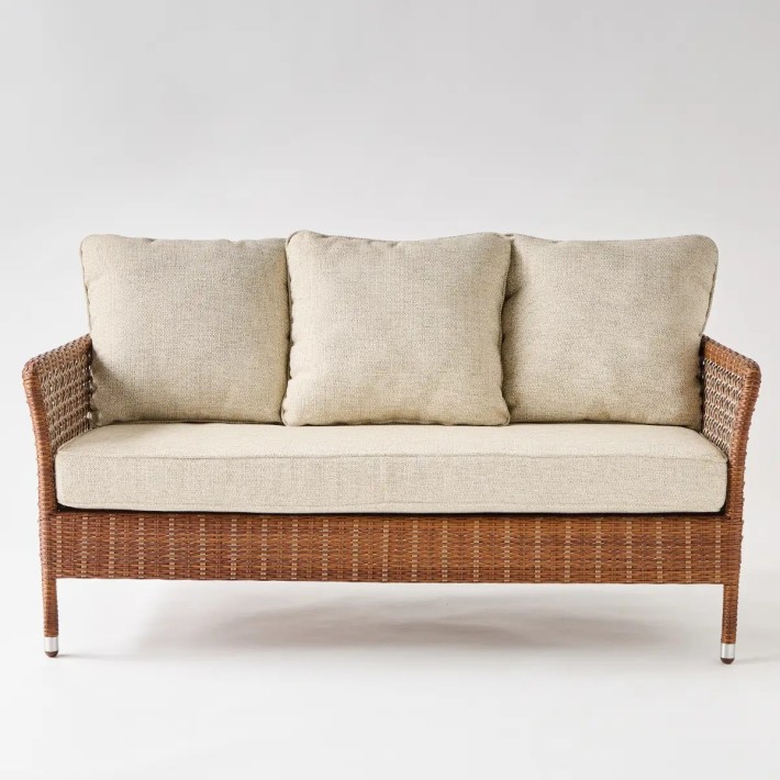 Front view 2 seater resin sofa ANTIBES LATERITE