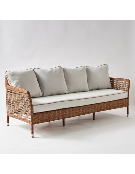 3-seater sofa in ANTIBES LATERITE resin with pearl grey fabric