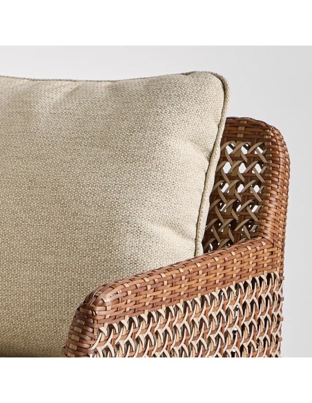 Détail coussin chenille gris canapé 3 places ANTIBES LATERITE