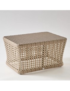Table basse rectangulaire de jardin en résine tressée ANTIBES RECIF