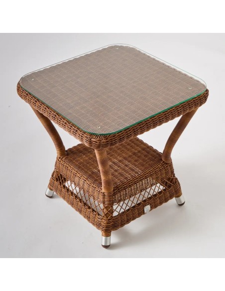 Option verre pour table basse carrée BIARRITZ CHATAIGNE