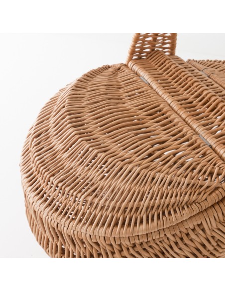 Panier En Osier Rond Avec Anse - 36 X 21 X 25 Cm, Tissé Main - Pour Pique-nique, Pâques, Rangement Jouets, Décoration