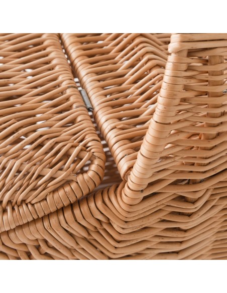 panier pique-nique bombé en osier naturel détail de la anse
