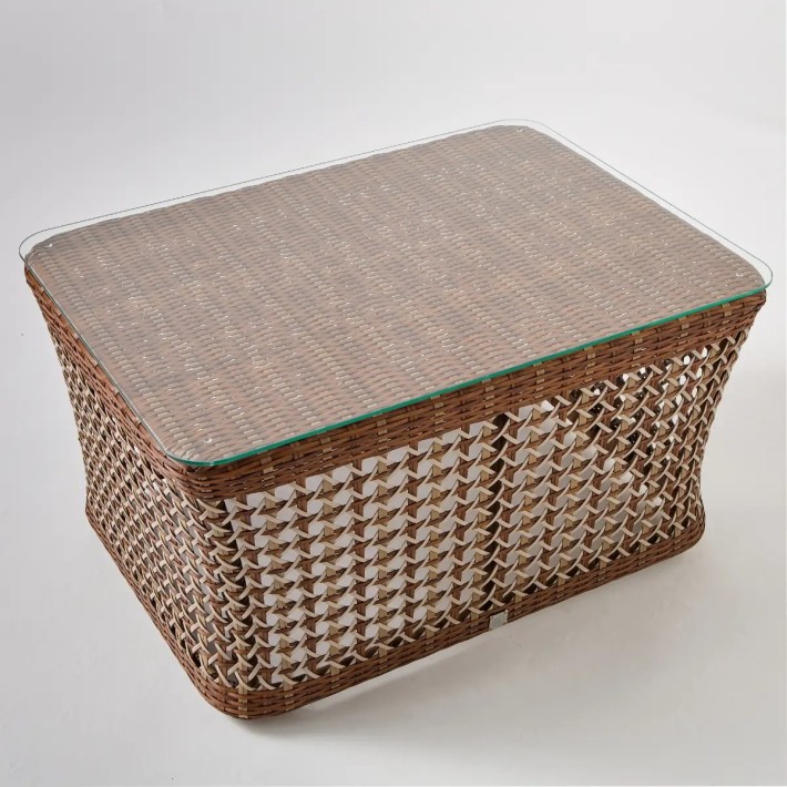 Optional glass top rectangular resin coffee table Antibes laterite collection