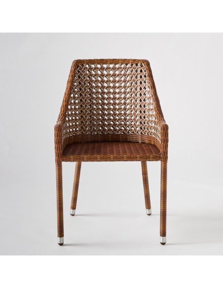 Front view outdoor table armchair ANTIBES LATERITE