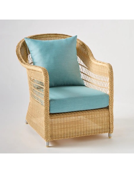 BIARRITZ garden armchair NATURAL RESIN aqua fabric