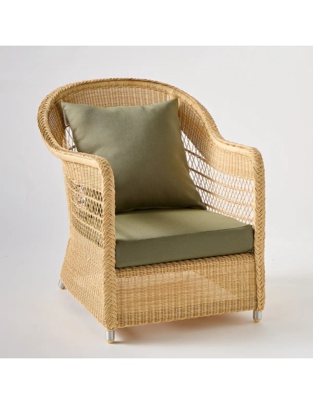 Fauteuil de jardin BIARRITZ RESINE NATURELLE tissu algue