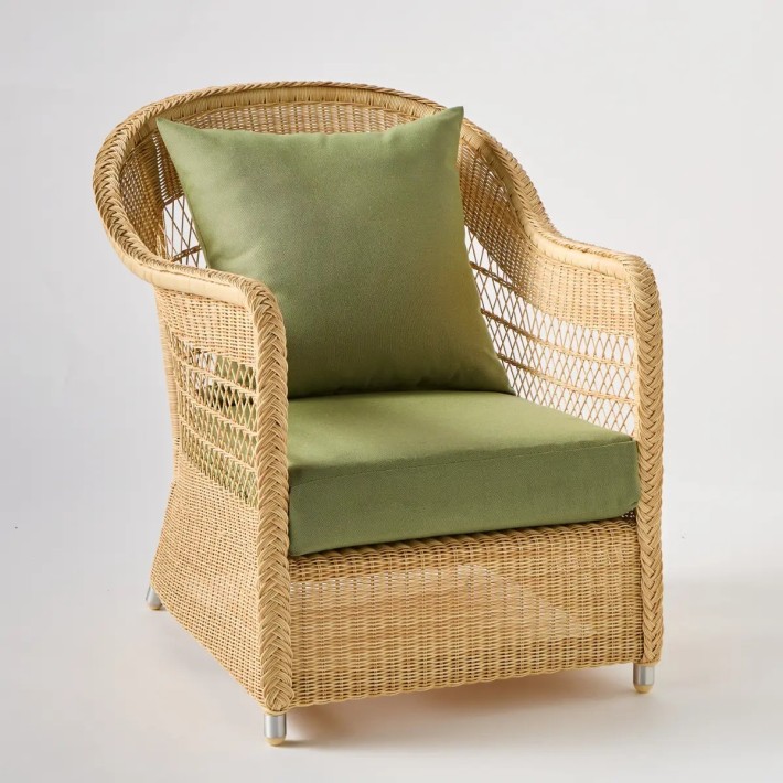 Fauteuil de jardin BIARRITZ RESINE NATURELLE tissu vert