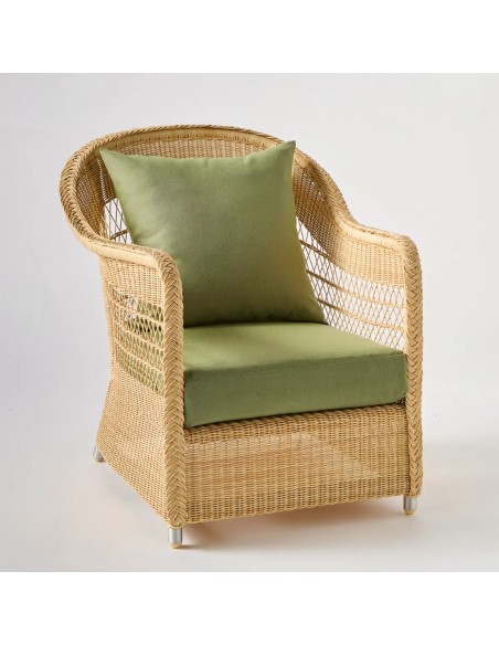 Fauteuil de jardin BIARRITZ RESINE NATURELLE tissu vert