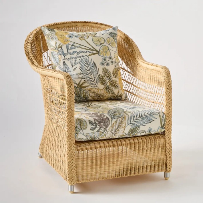 BIARRITZ garden armchair RESINE NATURELLE fabric bouquet ecru