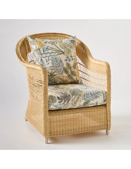 Fauteuil de jardin BIARRITZ RESINE NATURELLE tissu bouquet écru