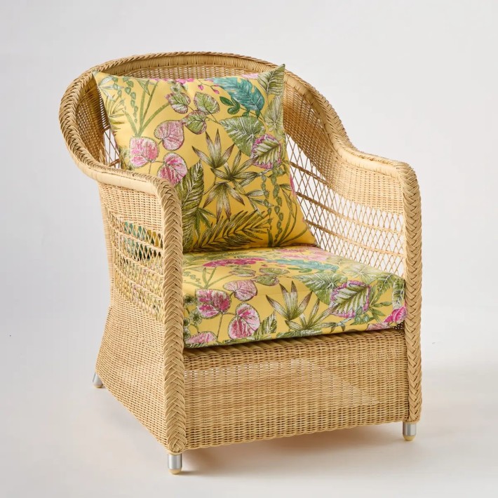 BIARRITZ garden armchair RESINE NATURELLE fabric bouquet yellow