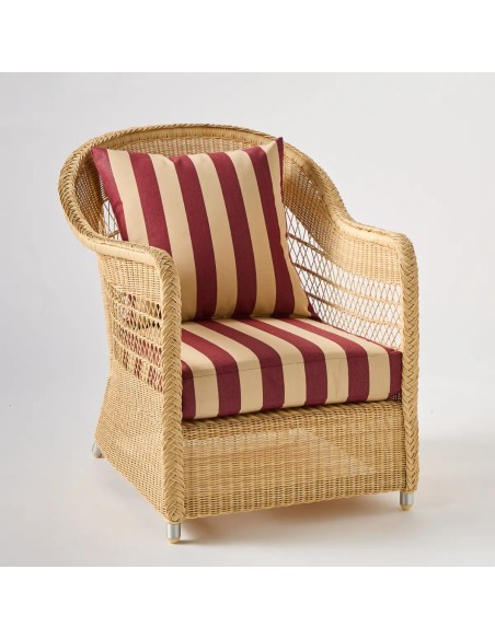 BIARRITZ garden armchair RESINE NATURELLE fabric burgundy stripes
