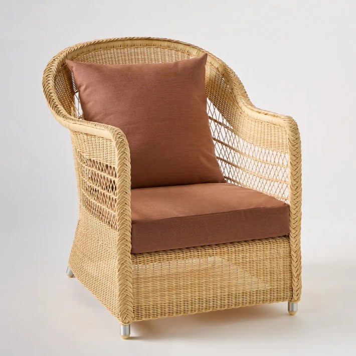 Fauteuil de jardin BIARRITZ RESINE NATURELLE tissu terracotta