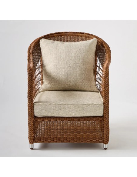 Vue de face fauteuil d'extérieur BIARRITZ RESINE CHATAIGNE